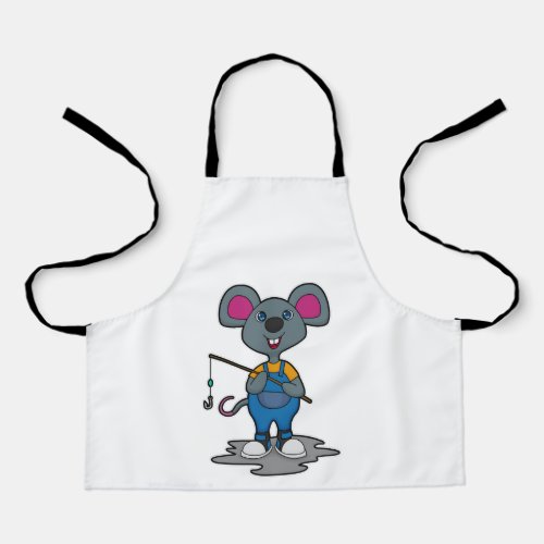 Mouse as Fisher with Fishing rod Apron