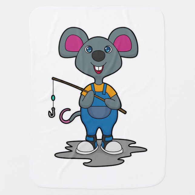 Mouse as Fisher with Fishing rod Baby Blanket (Front)