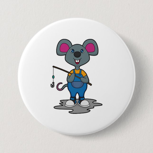 Mouse as Fisher with Fishing rod Button (Front)