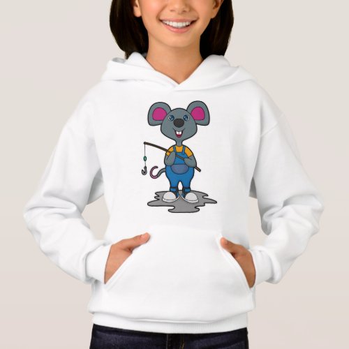 Mouse as Fisher with Fishing rod Hoodie