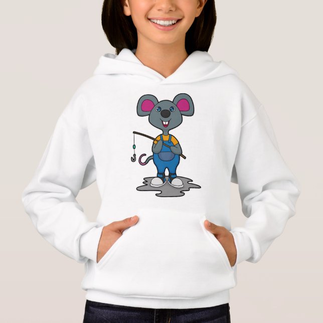 Mouse as Fisher with Fishing rod Hoodie (Front)