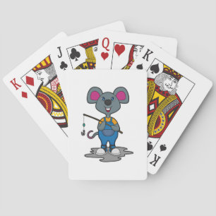 Mouse as Fisher with Fishing rod Poker Cards