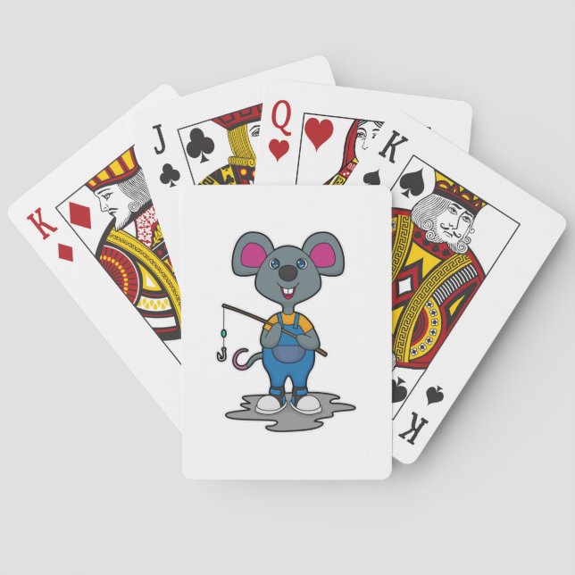 Mouse as Fisher with Fishing rod Poker Cards (Back)