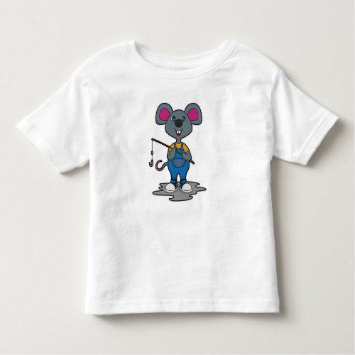 Mouse as Fisher with Fishing rod Toddler T_shirt