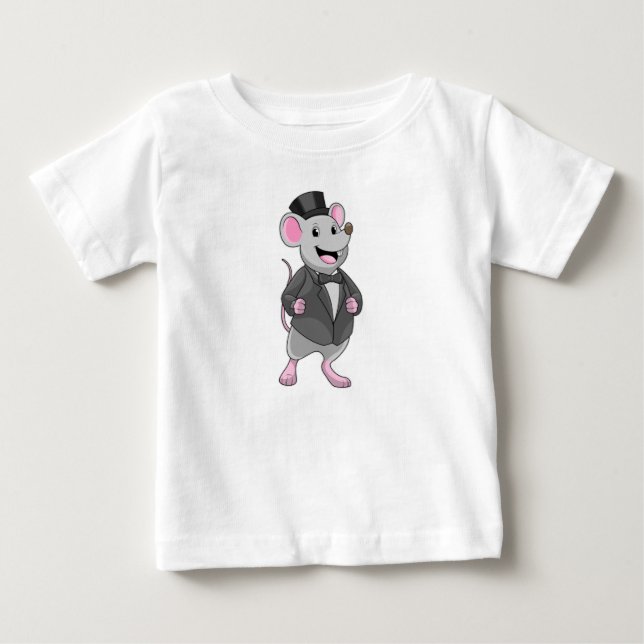 Mouse as Groom with Ribbon Baby T-Shirt (Front)