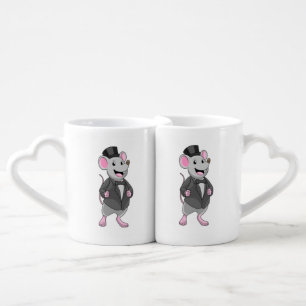 Mouse as Groom with Ribbon Coffee Mug Set