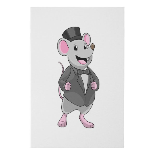 Mouse as Groom with Ribbon Faux Canvas Print (Front)