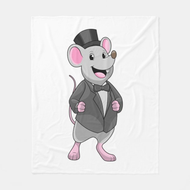 Mouse as Groom with Ribbon Fleece Blanket (Front)