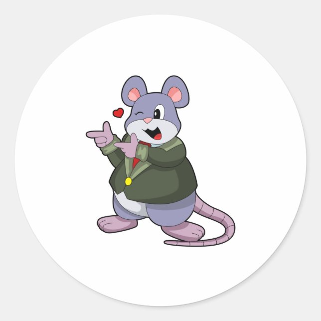 Mouse as Groom with Suit Classic Round Sticker (Front)