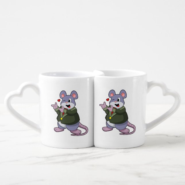 Mouse as Groom with Suit Coffee Mug Set (Front Nesting)