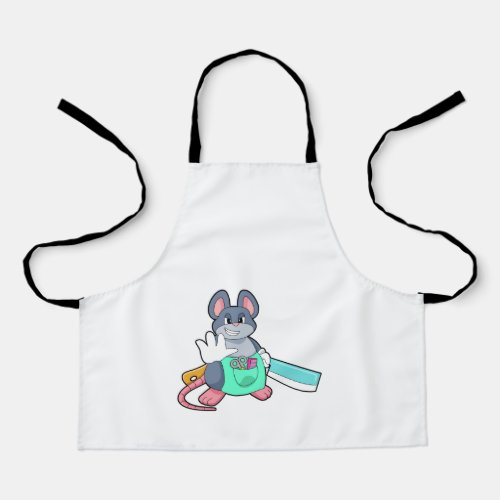 Mouse as Hairdresser with Scissors  Comb Apron