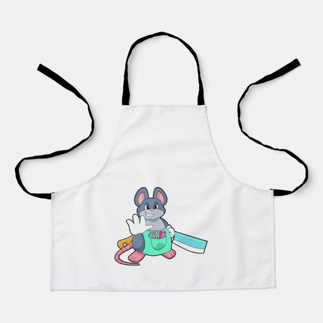 Mouse as Hairdresser with Scissors & Comb Apron (Front)