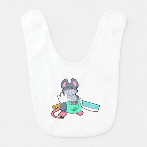 Mouse as Hairdresser with Scissors  Comb Baby Bib