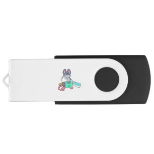 Mouse as Hairdresser with Scissors & Comb Flash Drive