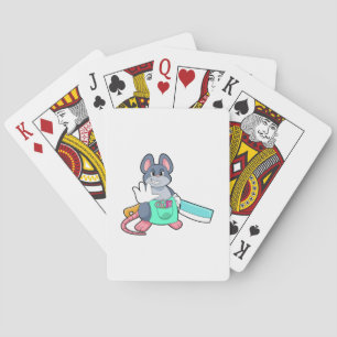 Mouse as Hairdresser with Scissors & Comb Poker Cards