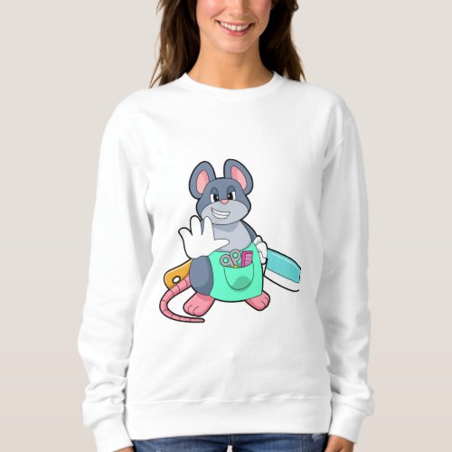 Mouse as Hairdresser with Scissors  Comb Sweatshirt