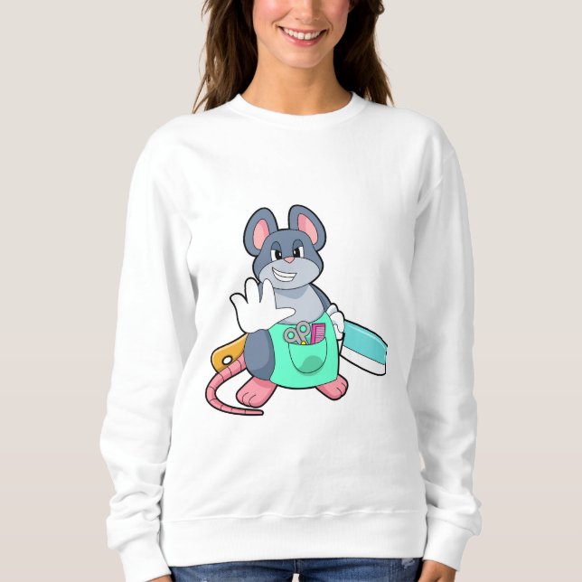 Mouse as Hairdresser with Scissors & Comb Sweatshirt (Front)
