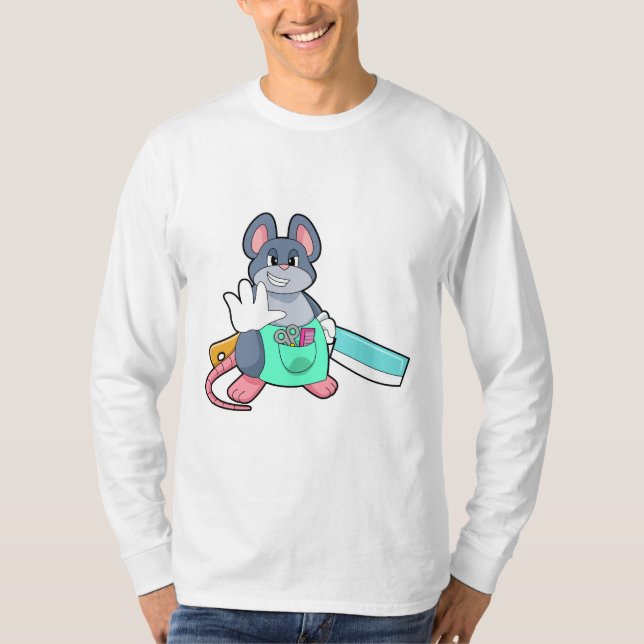 Mouse as Hairdresser with Scissors & Comb T-Shirt (Front)