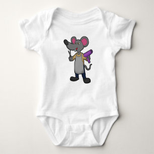 Mouse as Hairdresser with Scissors & Hair dryer Baby Bodysuit