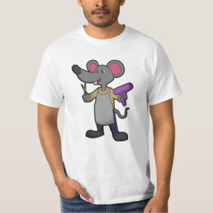 Mouse as Hairdresser with Scissors & Hair dryer T-Shirt