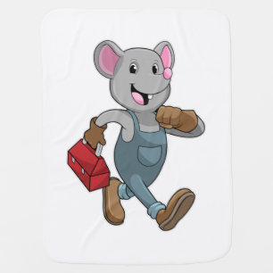Mouse as Handyman with Toolbox Baby Blanket
