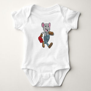 Mouse as Handyman with Toolbox Baby Bodysuit