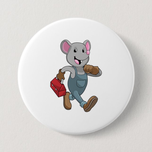 Mouse as Handyman with Toolbox Button (Front)
