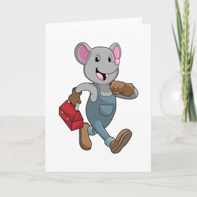 Mouse as Handyman with Toolbox Card (Front)