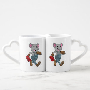 Mouse as Handyman with Toolbox Coffee Mug Set