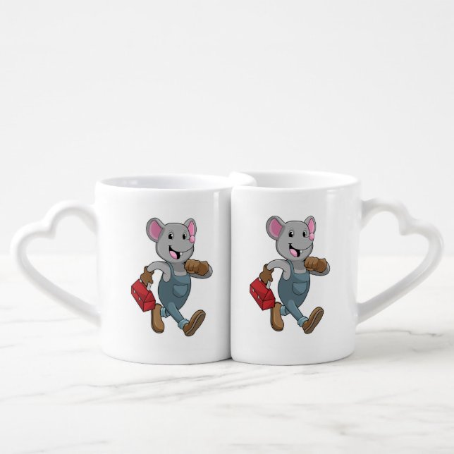 Mouse as Handyman with Toolbox Coffee Mug Set (Front Nesting)