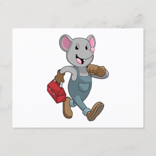 Mouse as Handyman with Toolbox Postcard