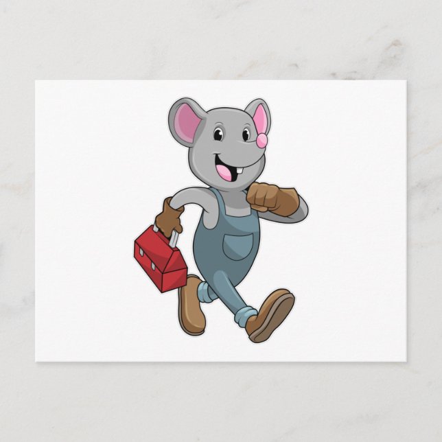 Mouse as Handyman with Toolbox Postcard (Front)