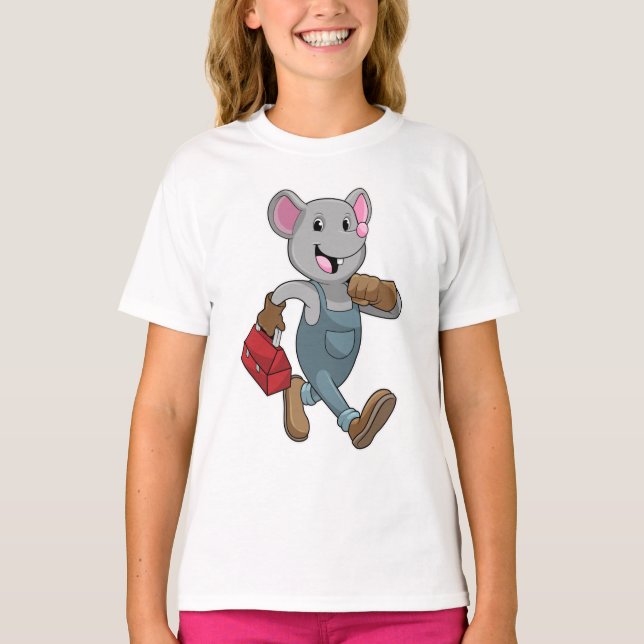 Mouse as Handyman with Toolbox T-Shirt (Front)