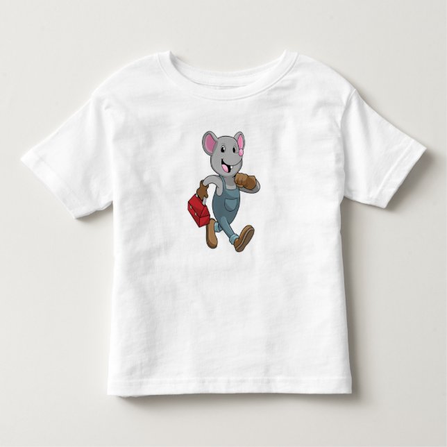 Mouse as Handyman with Toolbox Toddler T-shirt (Front)