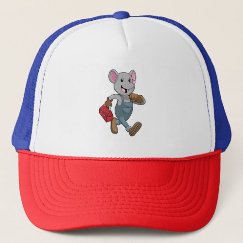 Mouse as Handyman with Toolbox Trucker Hat