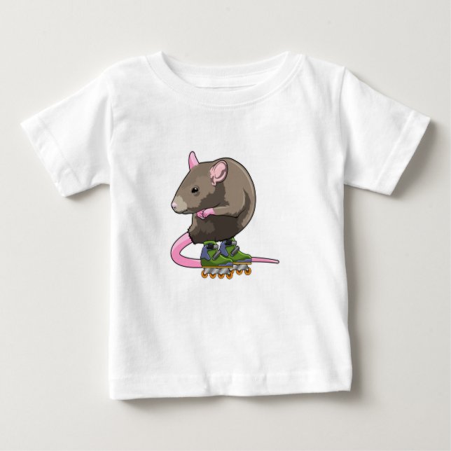 Mouse as Inline skater with Inline skates Baby T-Shirt (Front)