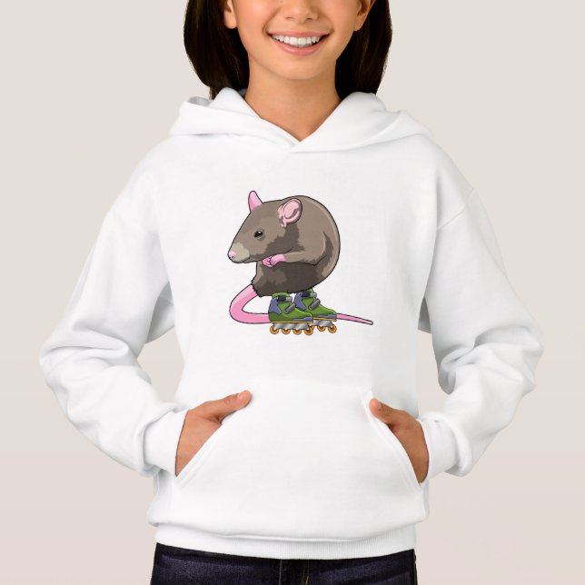 Mouse as Inline skater with Inline skates Hoodie (Front)