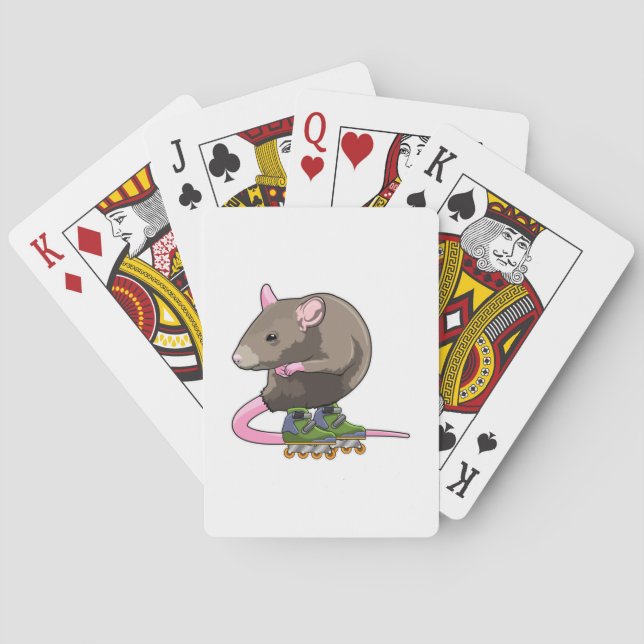 Mouse as Inline skater with Inline skates Poker Cards (Back)