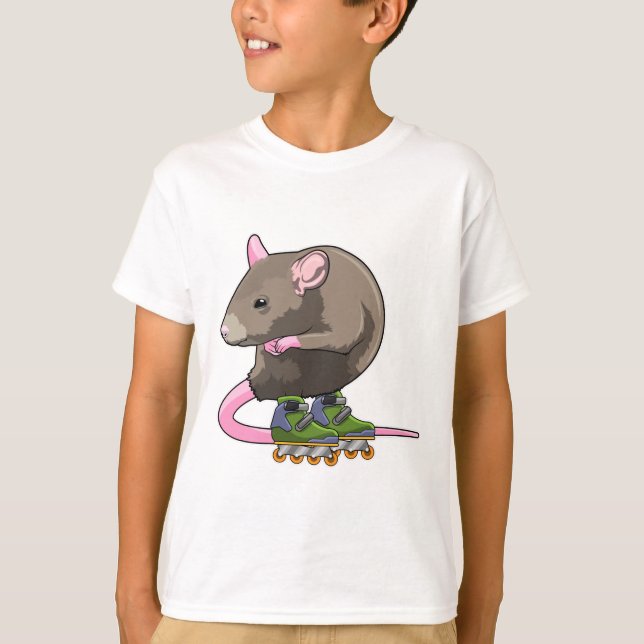 Mouse as Inline skater with Inline skates T-Shirt (Front)
