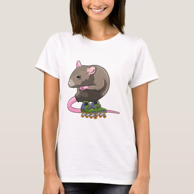 Mouse as Inline skater with Inline skates T-Shirt (Front)