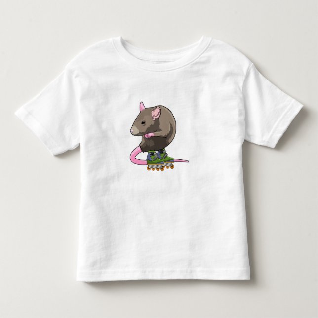 Mouse as Inline skater with Inline skates Toddler T-shirt (Front)