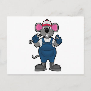 Mouse as Mechanic with Screw & Spanner Postcard
