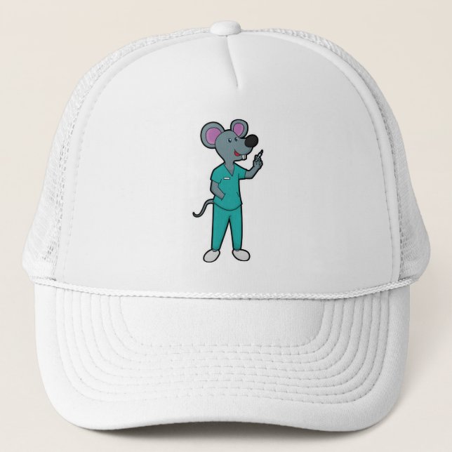 Mouse as Nurse at Vaccination with Syringe Trucker Hat (Front)