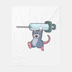 Mouse as Nurse with Syringe.PNG Fleece Blanket