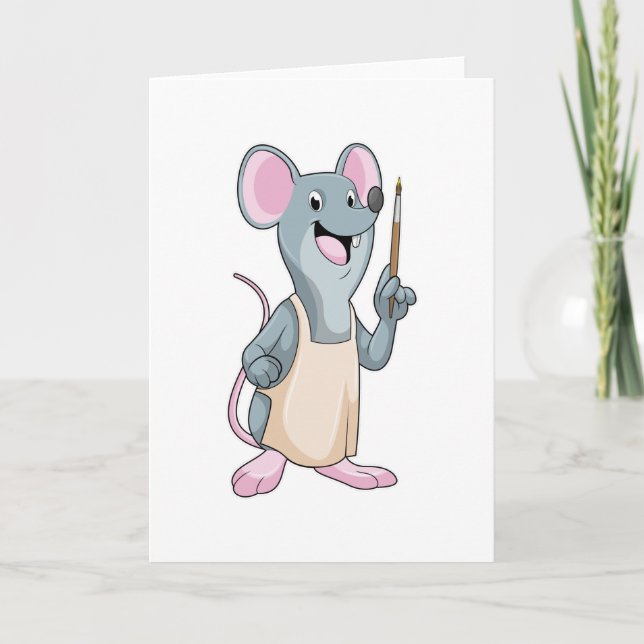 Mouse as Painter with Paint brush Card (Front)