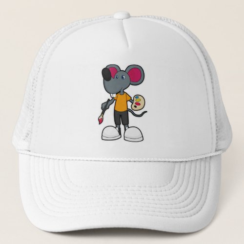 Mouse as Painter with Paint  Brush Trucker Hat