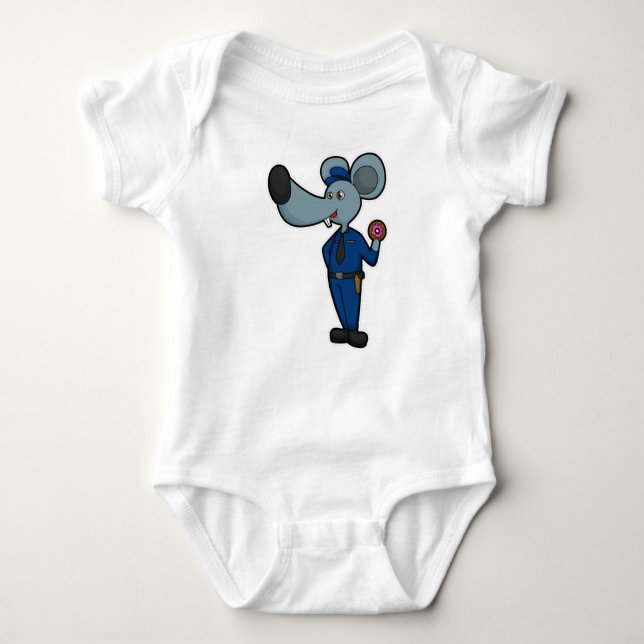 Mouse as Police officer with Donut Baby Bodysuit (Front)