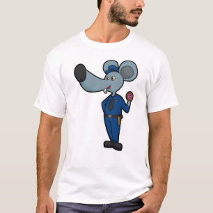 Mouse as Police officer with Donut T-Shirt
