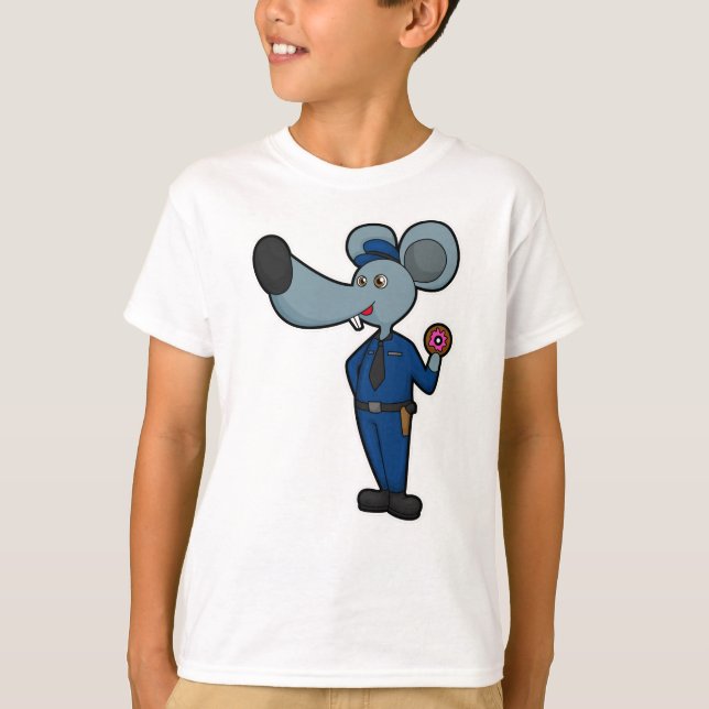 Mouse as Police officer with Donut T-Shirt (Front)
