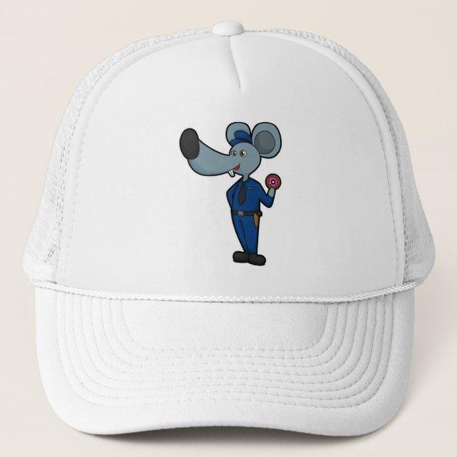Mouse as Police officer with Donut Trucker Hat (Front)